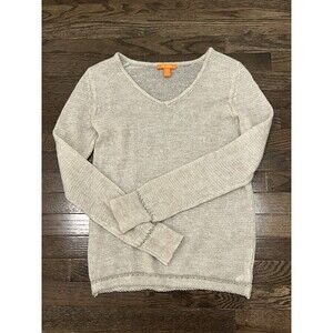 Joe Fresh Mohair Wool Blend Shimmering Sweater Cream Silver Sz M Fairy